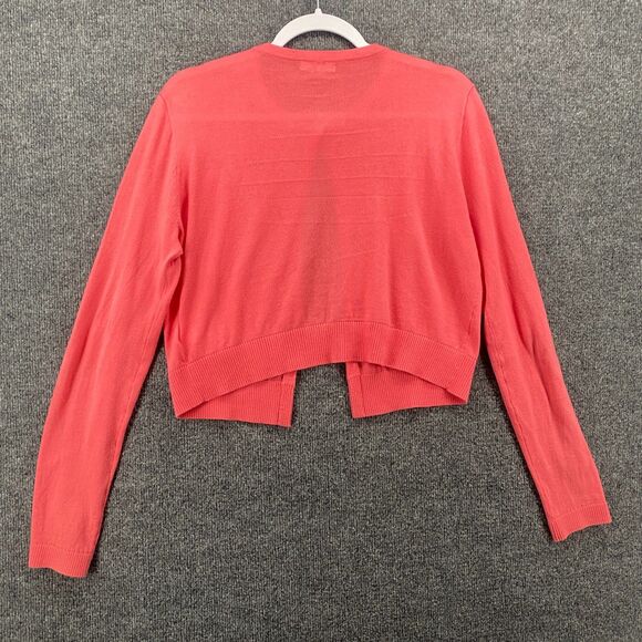 Chaps Cardigan Sweater Womens M Pink Button Up Cropped Ladies Romantic Coquette - Picture 3 of 8